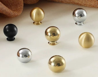 Brass Cabinet Knob Ball Brass Knob Nickel Round Dresser Knobs Drawer Pulls Black Polished Gold Chrome Silver Solid Hardware ARoseRambling