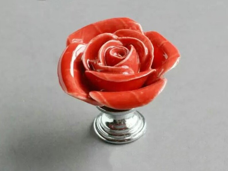 Pink Rose Dresser Knob Drawer Knobs Pull Floral Purple Red Etsy