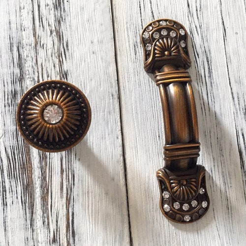 Brass Jewelry Box Knobs Small Crystal Knob Glass Drawer Pulls Etsy