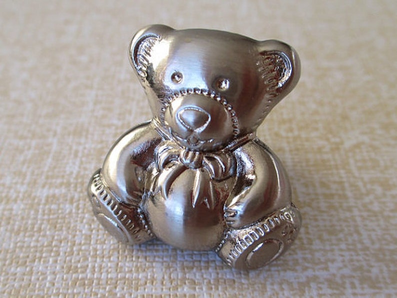 Small Bear Knob Childrens Drawer Knobs Pulls Gold Nickel Kids Etsy