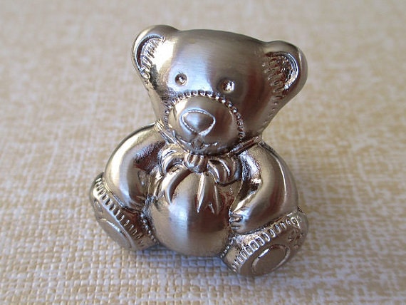 Small Bear Knob Childrens Drawer Knobs Pulls Gold Nickel Kids | Etsy