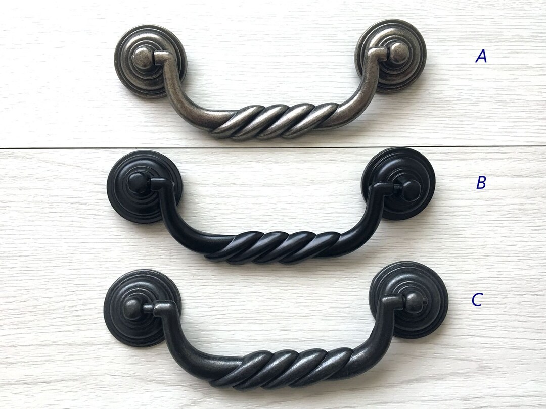 4 1/2 Drop Bail Drawer Pulls Handles Dresser Pull Dark Antique