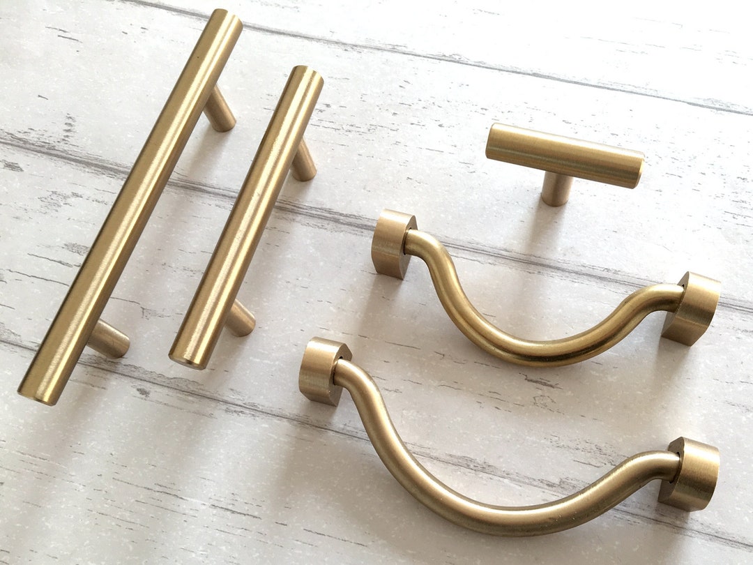 2.5" 3.75" 4" 4.5" 5" C-C Brass T Bar Cabinet Pulls Handle Bail Drawer ...