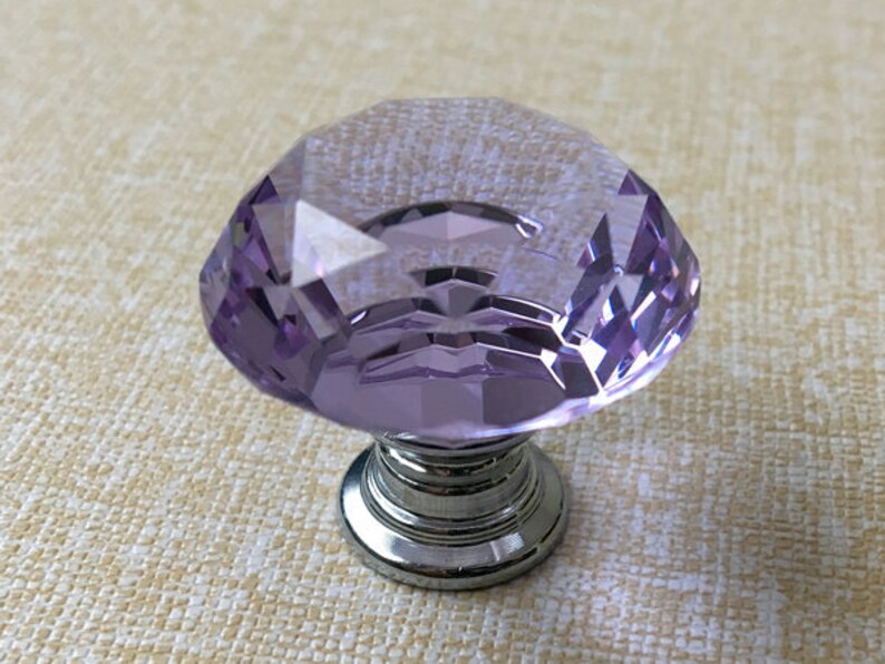 Lavanda Crystal Knob Purple Rhinestone Dresser Knobs Glass Etsy UK