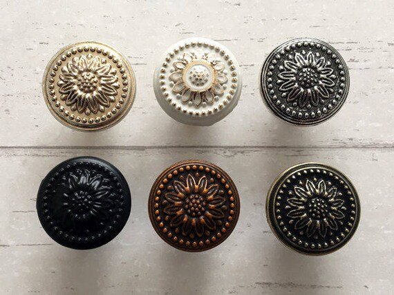 Drawer Knob Cabinet Door Knobs Pulls Black Antique Silver Etsy