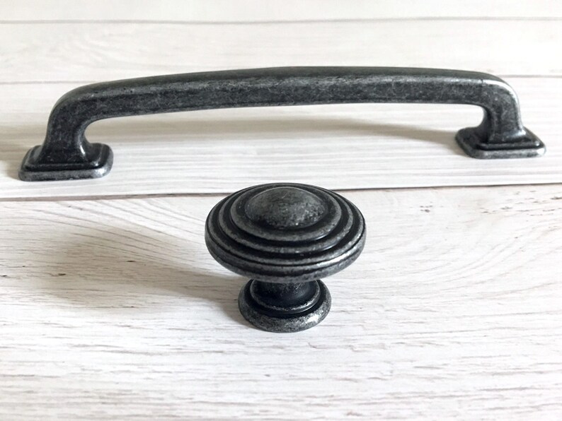 128 mm Küchenschrank Griffe Antike Schwarz Silber Zinn Schrank | Etsy