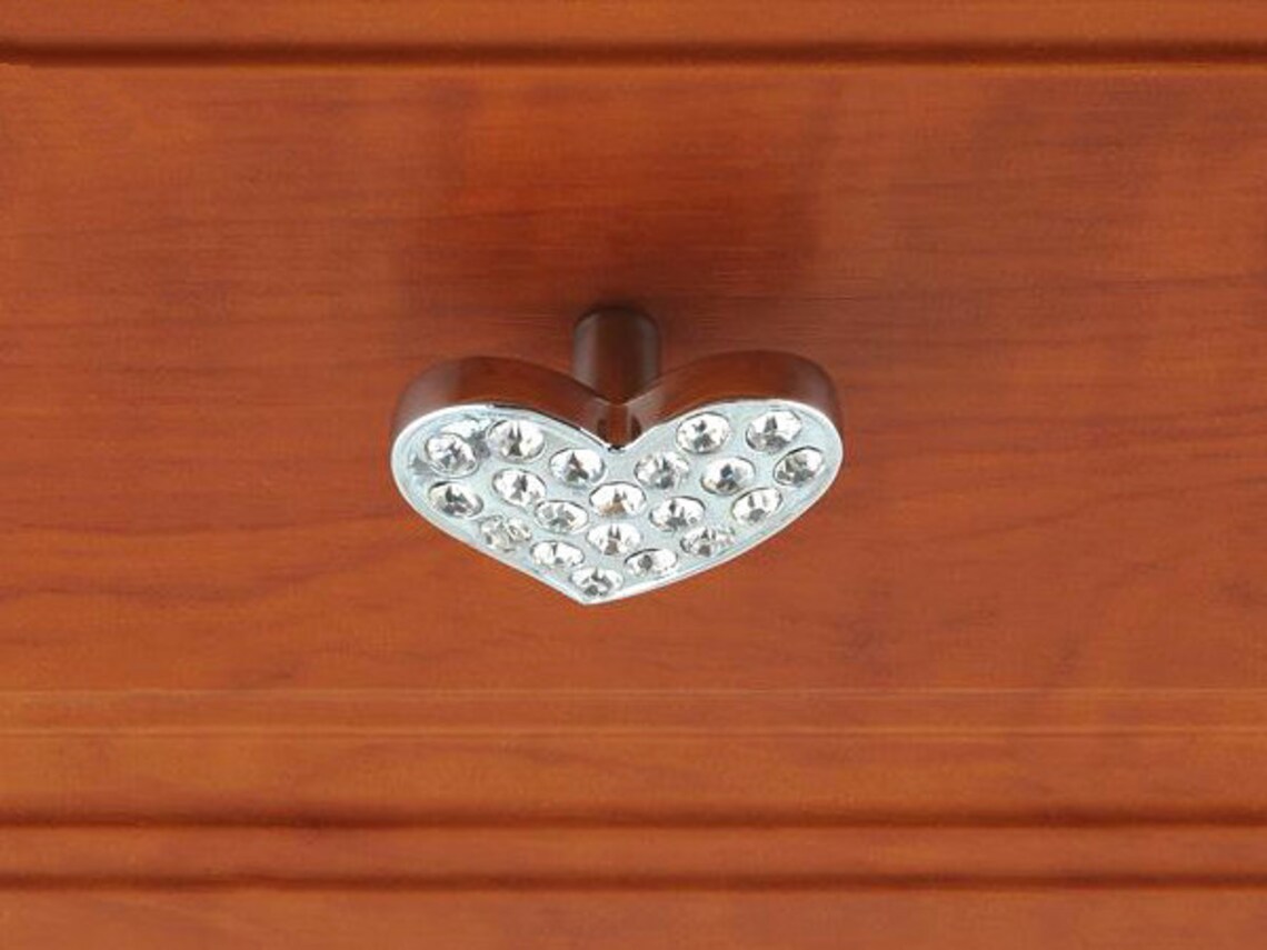 Heart Crystal Knobs / Glass Dresser Knob Drawer Pull Handles / Etsy