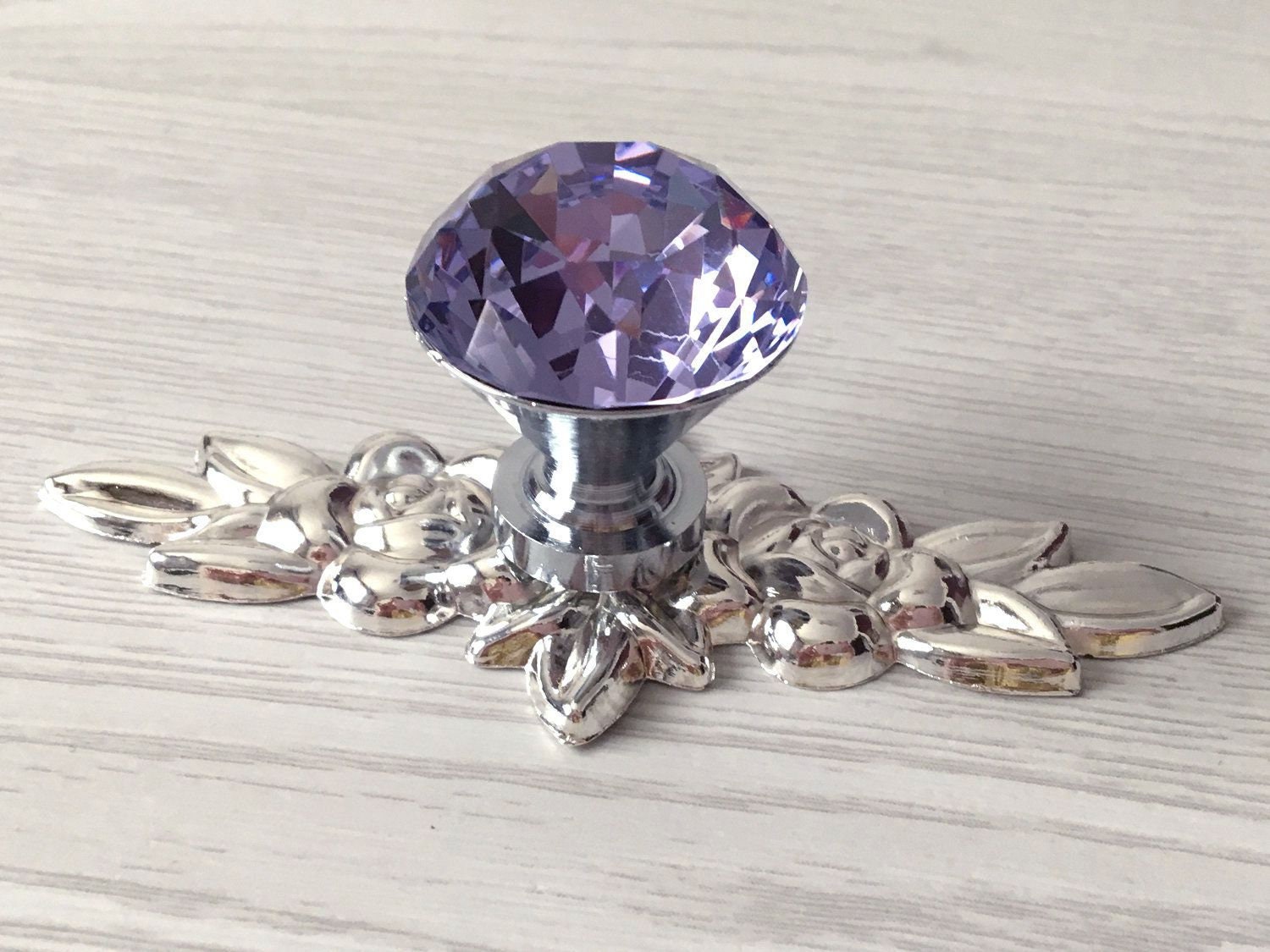 Purple Crystal Drawer Knobs Glass Knob Dresser Knobs Etsy