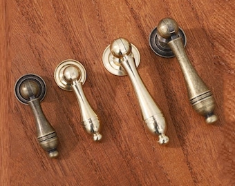 Brass Drop Pull Knob Dresser Knobs Drawer Knobs Pulls Knobs Handles Antique Bronze Retro Rustic Cabinet Door Knobs Pendant ARoseRambling