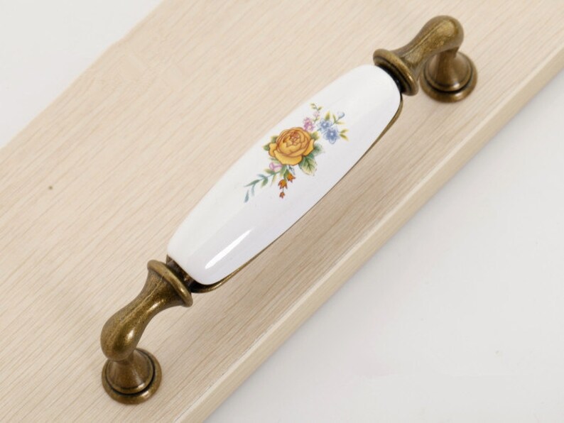 3.75 5 Yellow Floral Kitchen Door Knobs Etsy