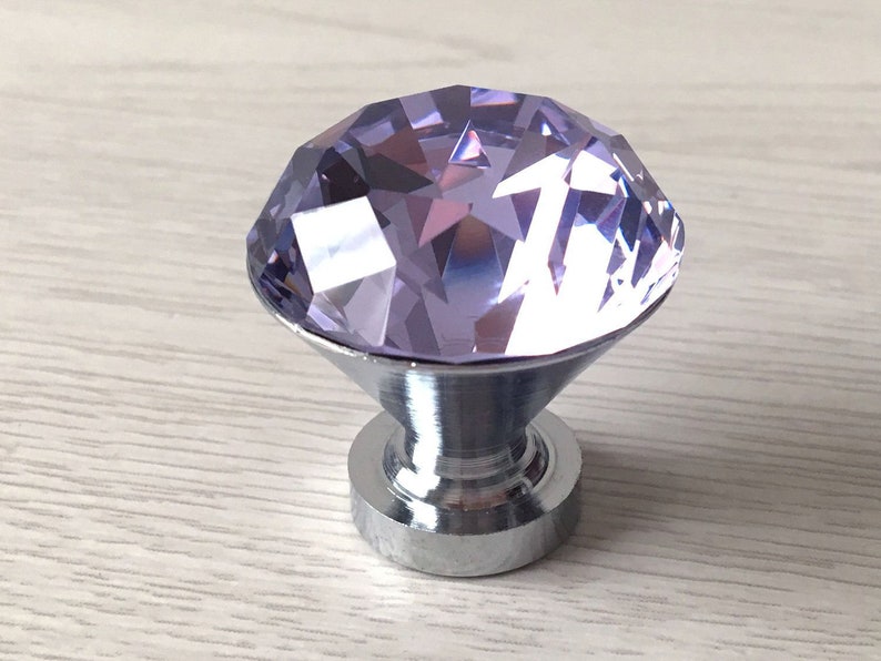 Purple Crystal Drawer Knobs Glass Knob Dresser Knobs Etsy