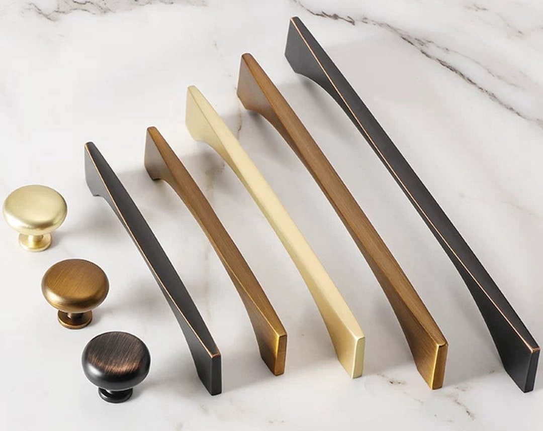 96 128 160 192 224 320 Mm Brushed Gold Brass Door Handles Etsy