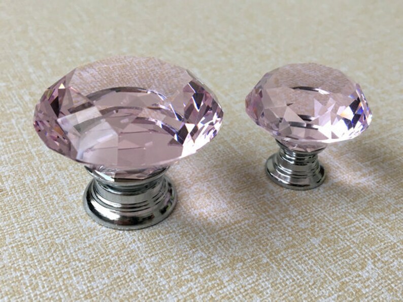 Pink Crystal Knob Rhinestone Dresser Knobs Glass Drawer Knob Pulls