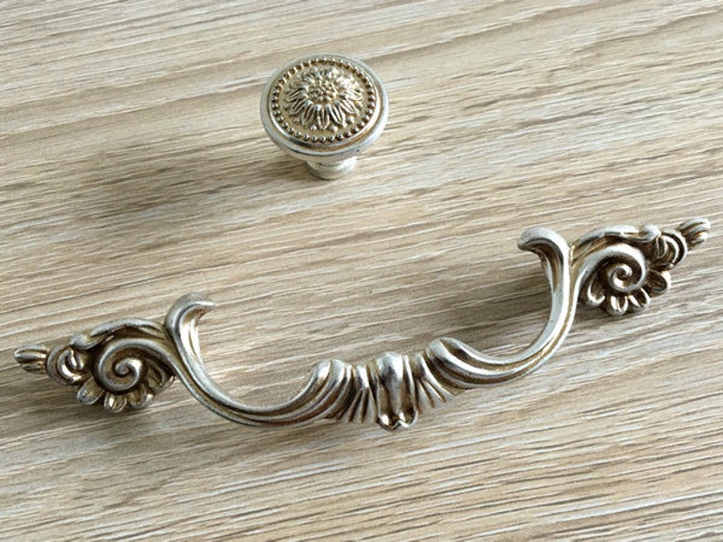 3 75 Leafy Drawer Pull Cabinet Dresser Handle Silver White Gold
