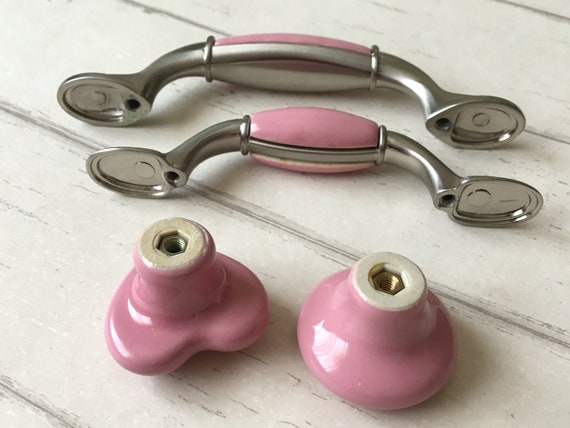 3 3 75 Pink Knob Heart Knobs Dresser Pulls Drawer Etsy