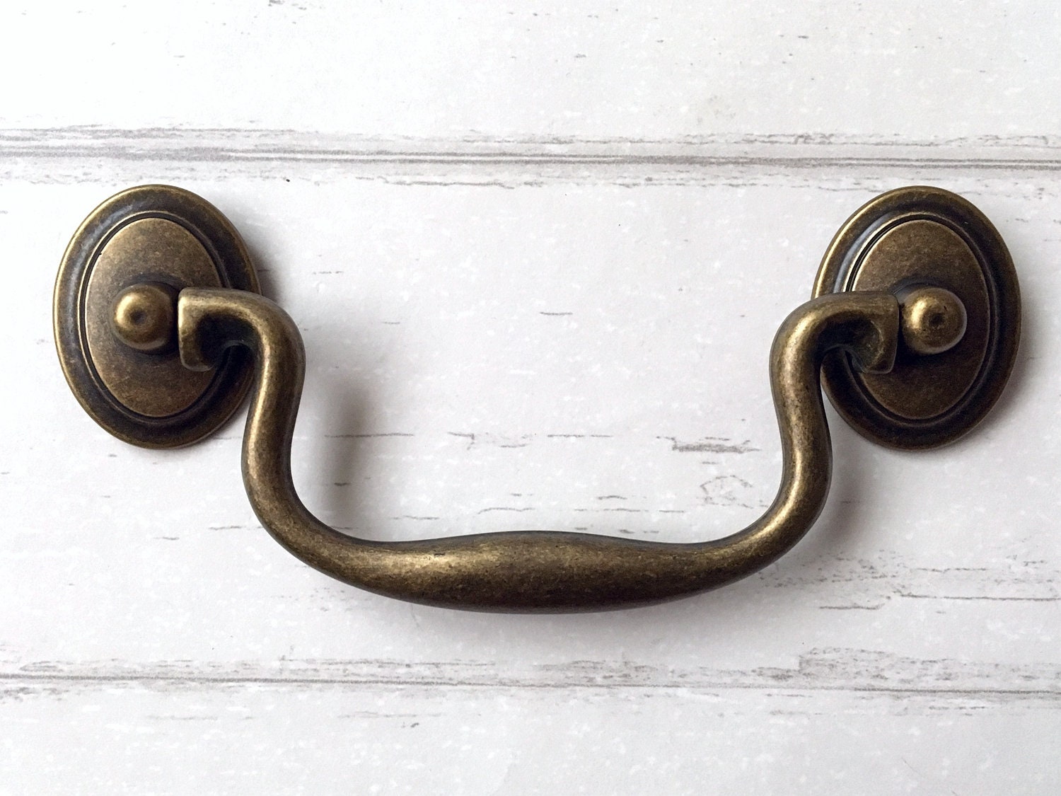 4 Antique Bronze Rustic Drop Bail Handle Dresser Knobs Etsy