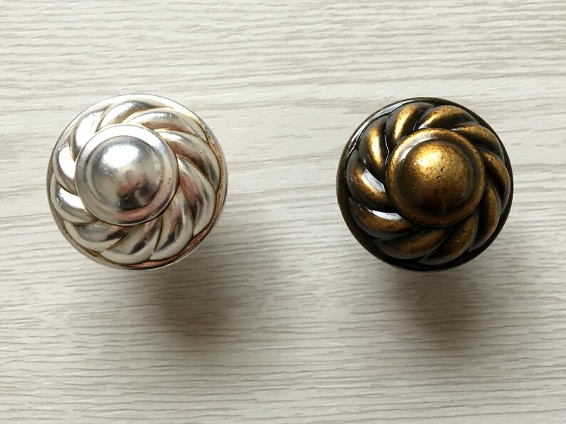 Antique Brass Silver Drawer Knob Knobs Handles Dresser Etsy