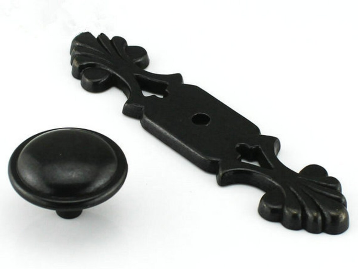 Dresser Knob Drawer Knobs Pulls Handles Back Plate Black Etsy