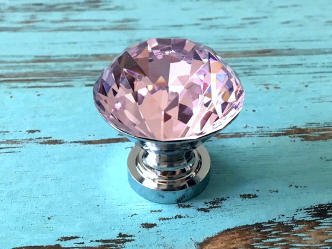 Pink Crystal Drawer Knobs Glass Knob Dresser Knobs Rhinestone Etsy
