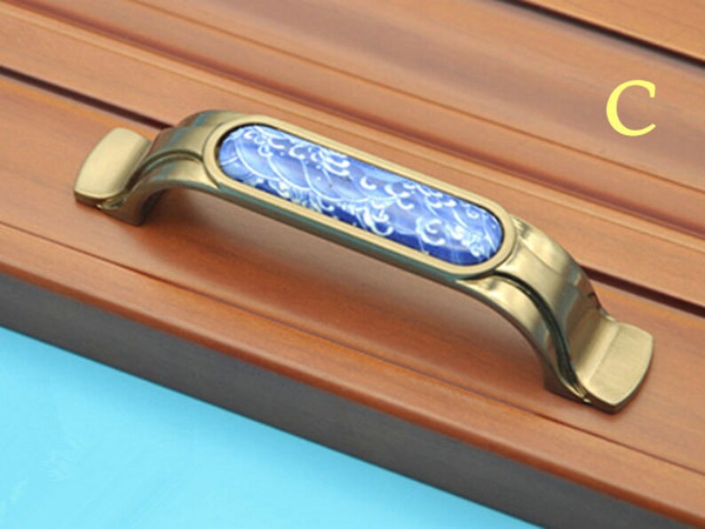 Blue White Dresser Pulls Drawer Pull Handles Kitchen Etsy