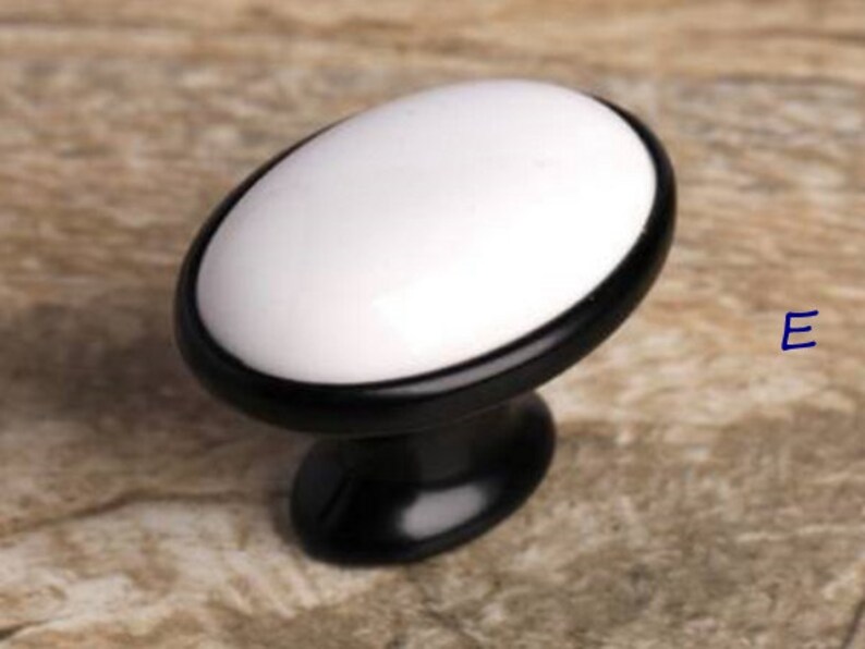 Dresser Knobs Drawer Knob Pulls Handles / Black White Ceramic Etsy