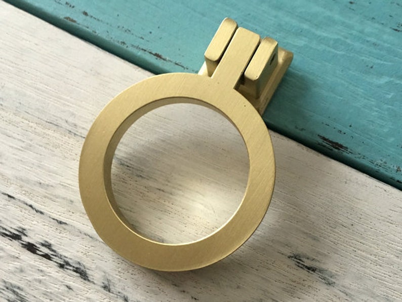 Brass Pull Drawer Handles Circle Dresser Pulls Circles Etsy