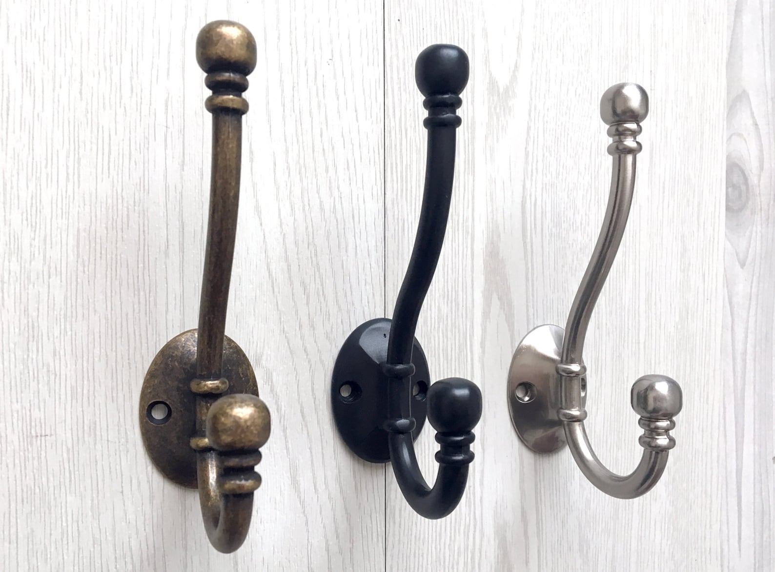 Black Wall Hooks Wall Hook Double Hooks Antique Bronze Brushed Etsy