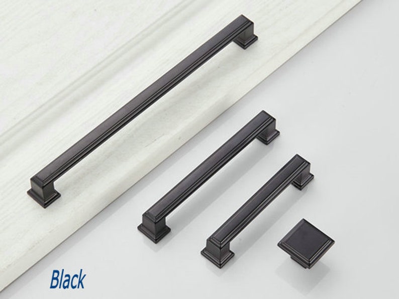 Oil Rubbed Bronze Black Cabinet Handle Knobs Pull Drawer Pulls Handles Dresser Knob Kitchen Hardware Retro Square Aroserambling
