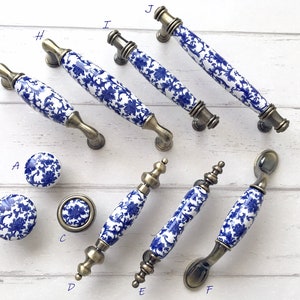 3" 3.75" 5" Blue White Dresser Knobs Pulls Drawer Knob Pull Handles Kitchen Cabinet Handles Knobs Door Handle Porcelain Ceramic 76 96 128 mm