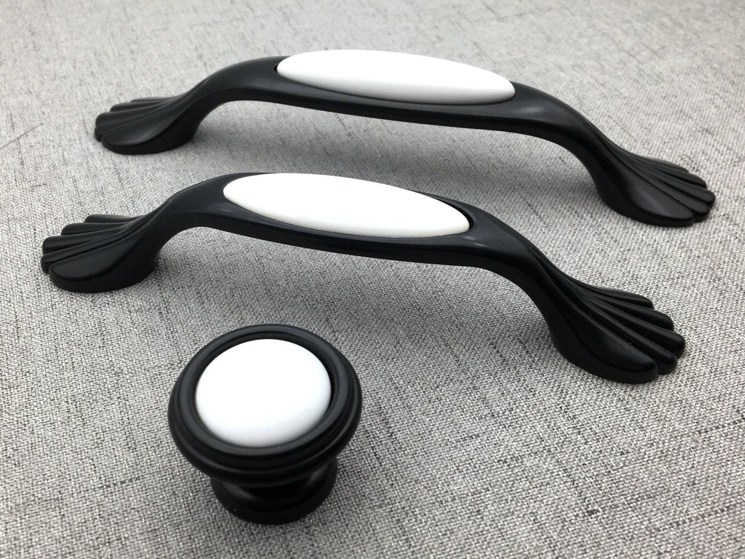 3.75 5 Black White Knobs Dresser Knob Pulls Drawer Etsy