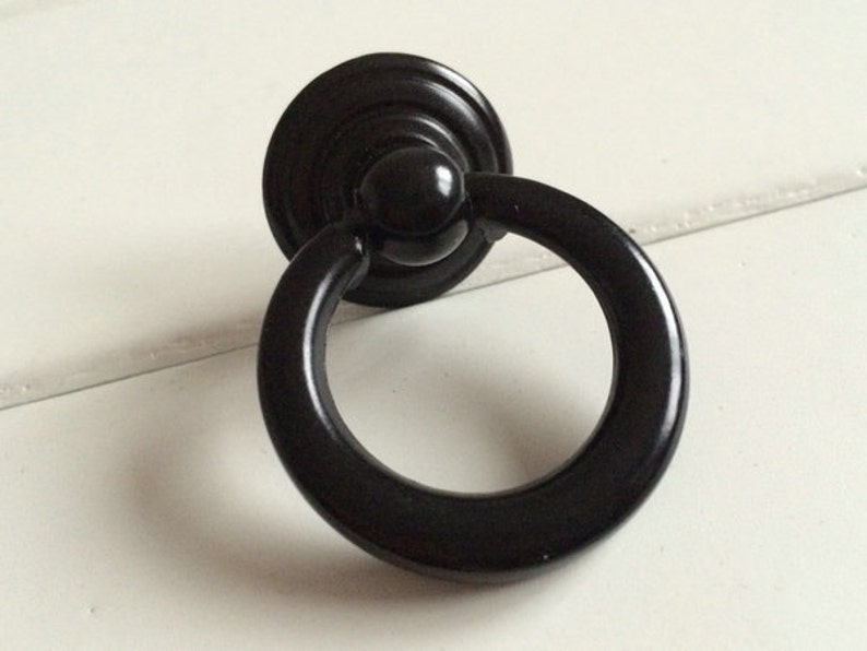 Small Tiny Black Dresser Knob Drop Rings Pull Knobs Drawer Etsy