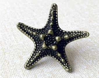 Starfish Knob Drawer Knobs Pulls Cabinet Porte Pull Poignées Commode Boutons Antique Bronze Sea Star Nautical Beach Decor ARoseRambling