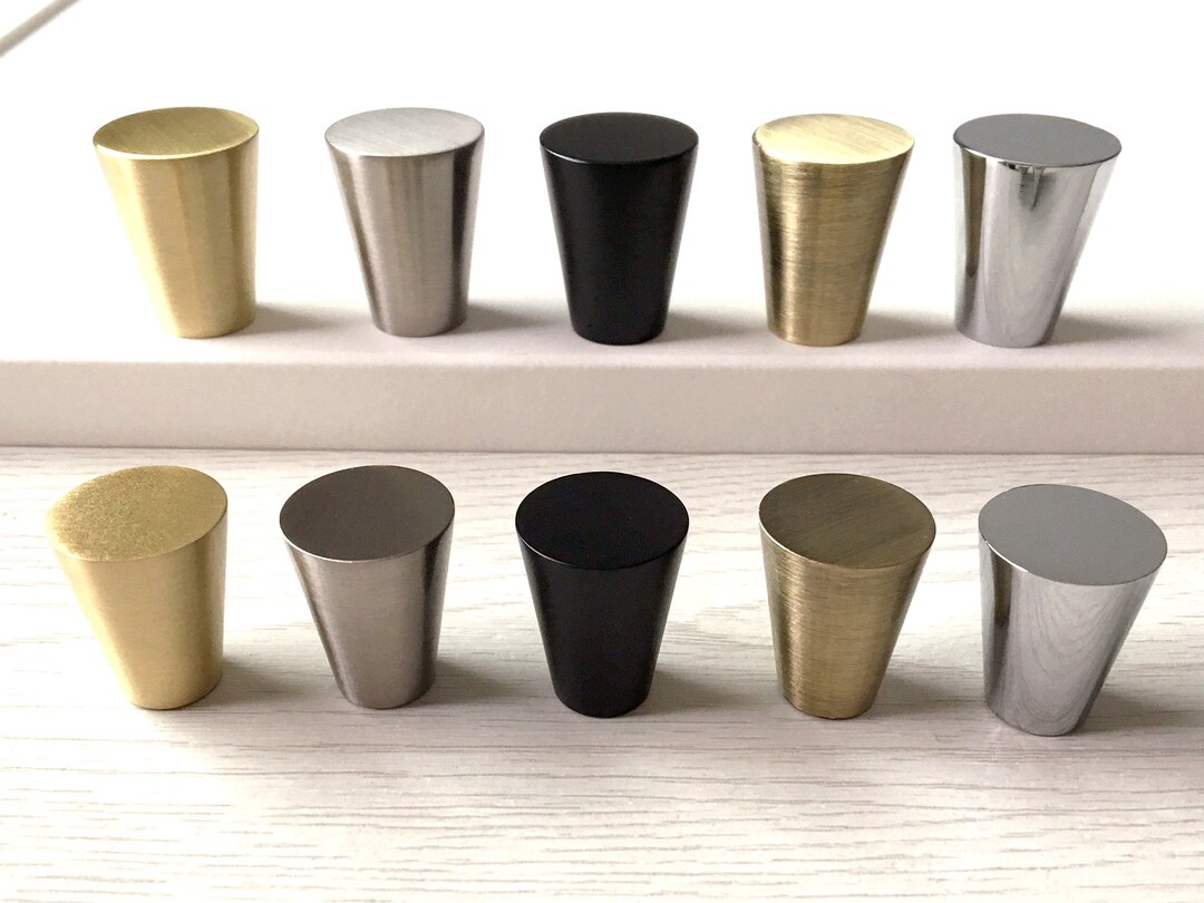 Conical Knob Tapered Knobs Brushed Nickel Gold Chrome Bronze Black Drawer Pull Dresser Knobs