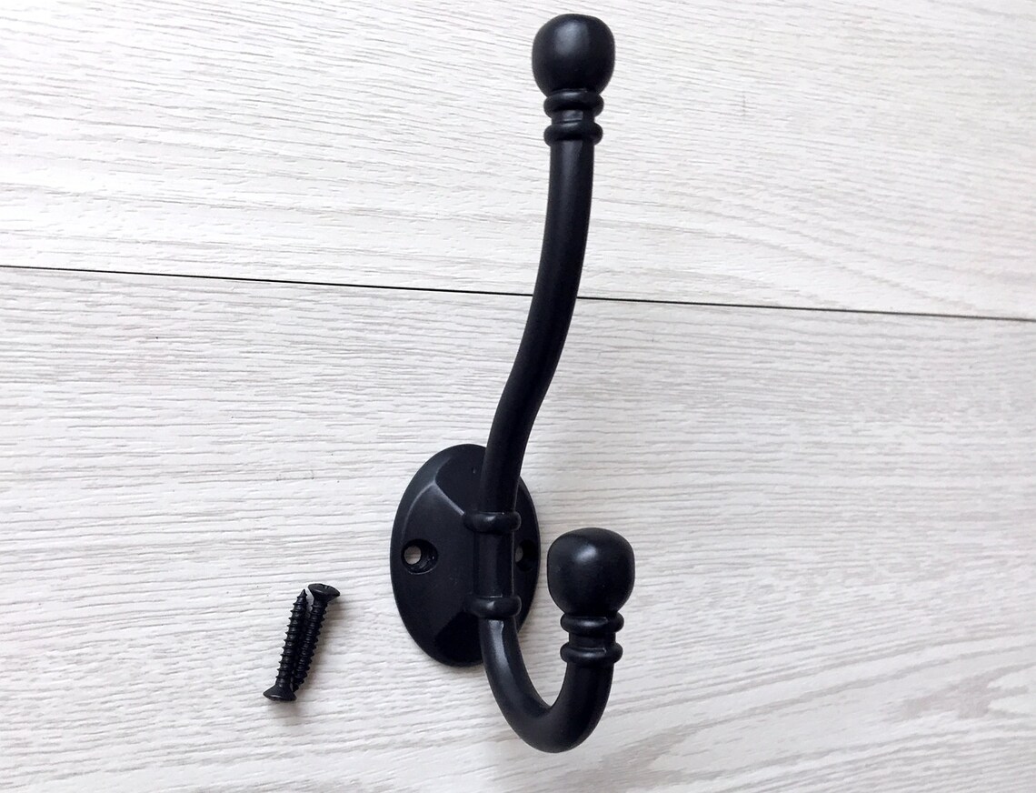 Black Wall Hooks Wall Hook Double Hooks Antique Bronze Brushed Etsy