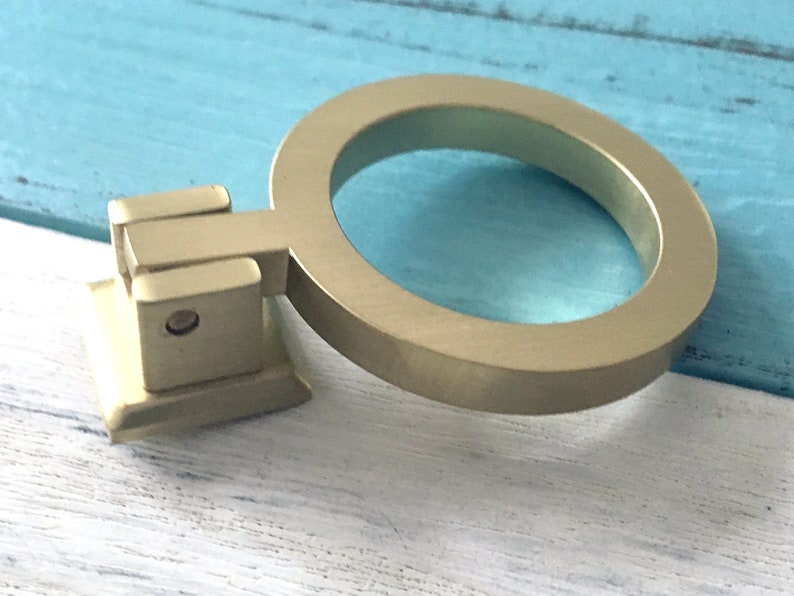 Brushed Brass Door Knob Pull Dresser Knobs Drop Ring Etsy