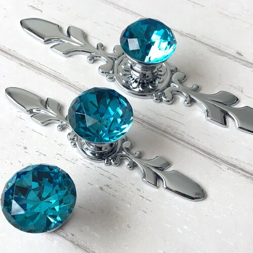 Purple Glass Dresser Knob Crystal Drawer Knobs Pulls Handle Etsy