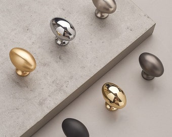 Oval Egg Cupboard Knobs Drawer Knobs Brushed Gold Dresser Pulls Polished Chrome Gray Nickel Black Minimalist Modern Kitchen Cabinet Hardware