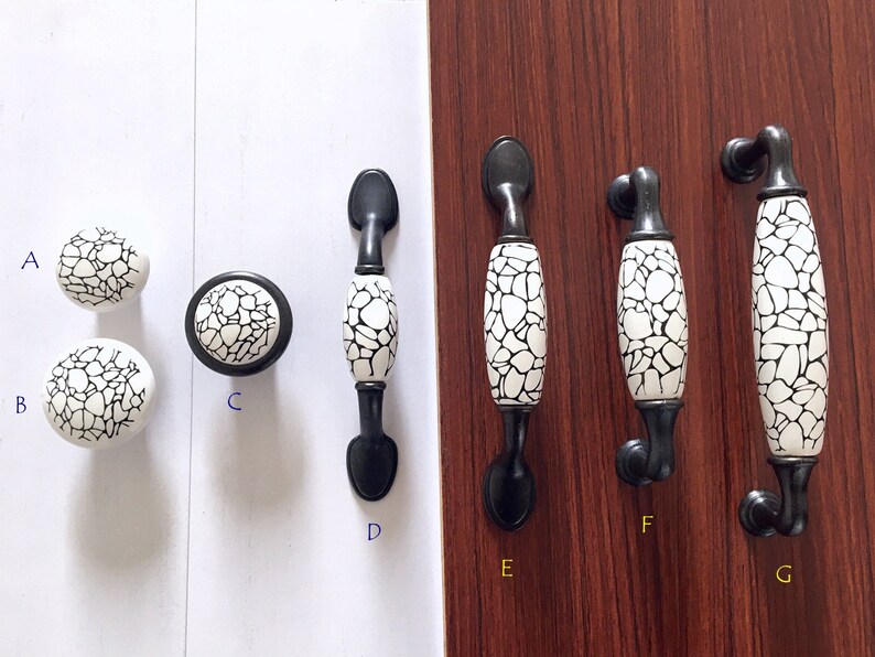 3 3.75 5 Black White Dresser Knobs Pulls Etsy