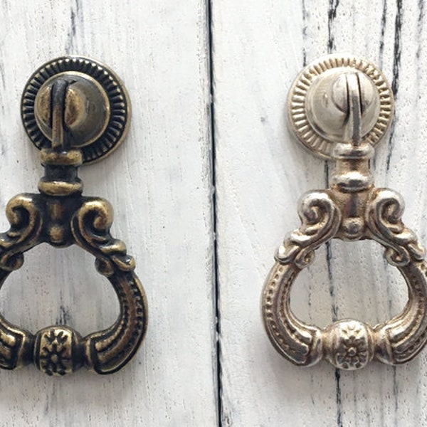 Drop Ring Knob Pull Antique Silver Bronze Dresser Knobs Drawer Pulls Knobs Handles Retro Kitchen Cabinet Knob Handle Pull Knob Vintage Style