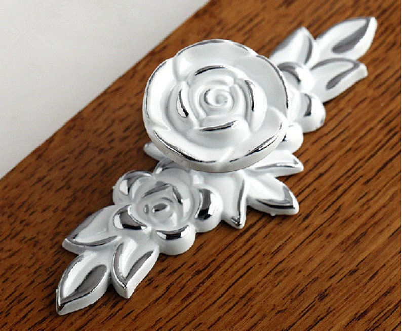 Rose Flower Dresser Knobs Drawer Knob Pulls Pull Handles Gold Etsy