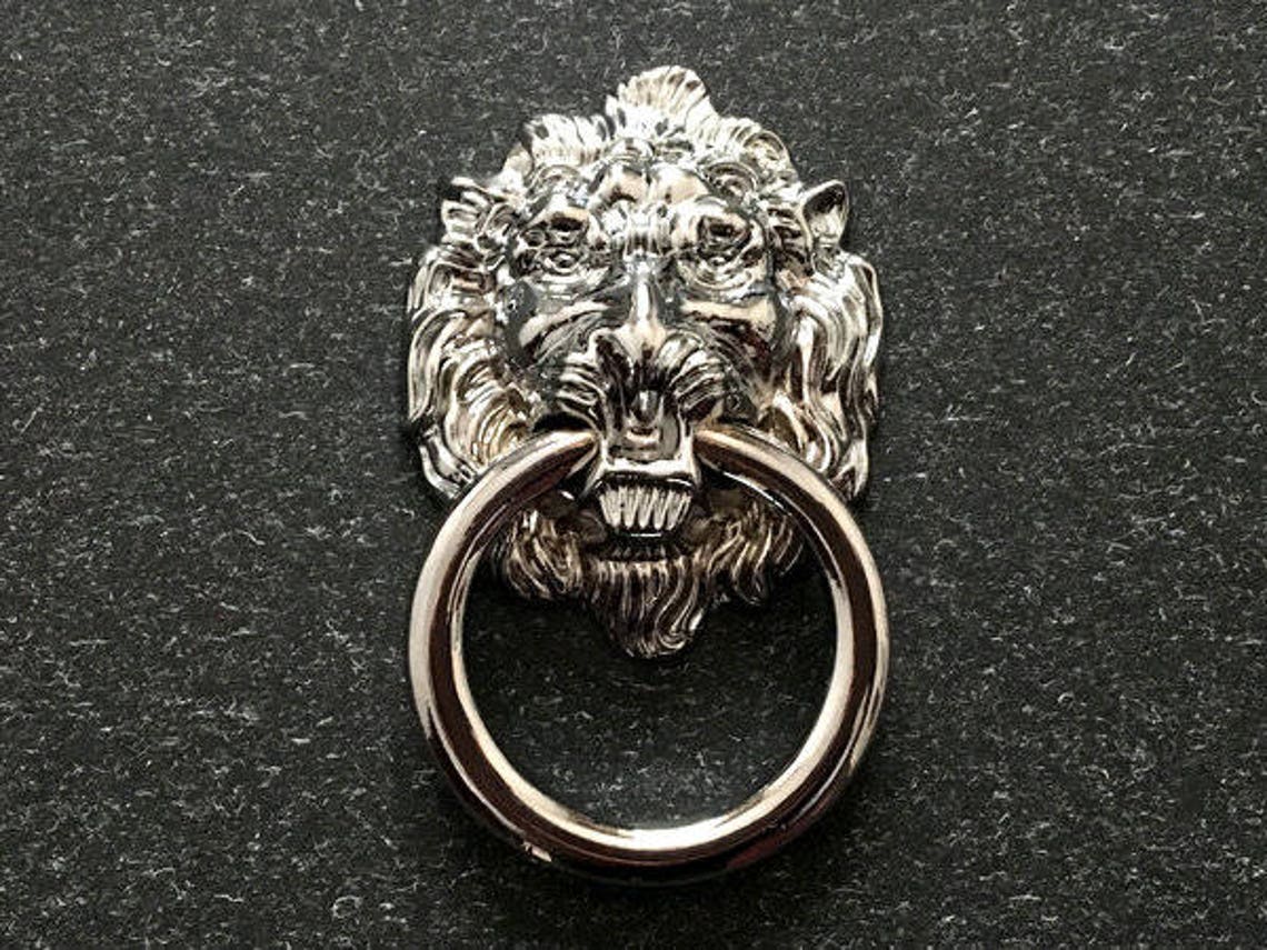 Lion Drawer Pull Knobs Dresser Drop Pulls Rings Shabby Chic Etsy