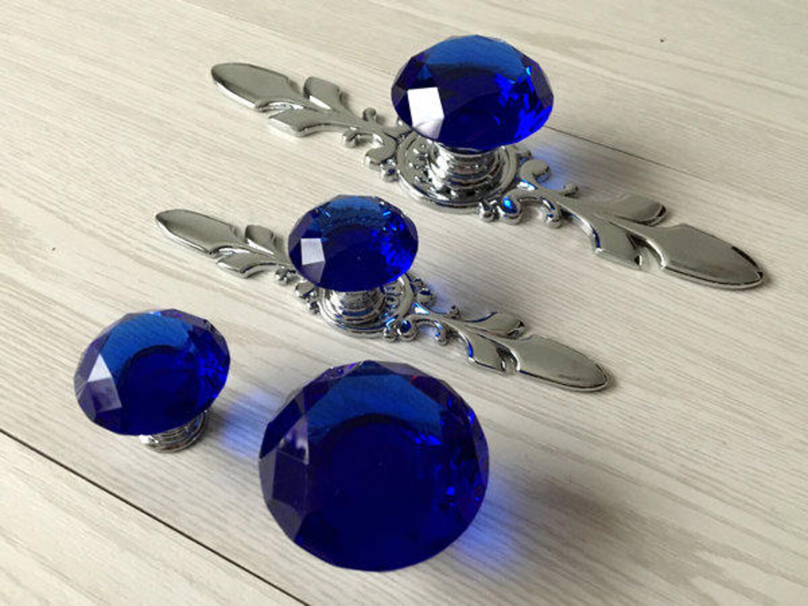 Blue Crystal Knob Rhinestone Dresser Knobs Glass Drawer Knob Etsy
