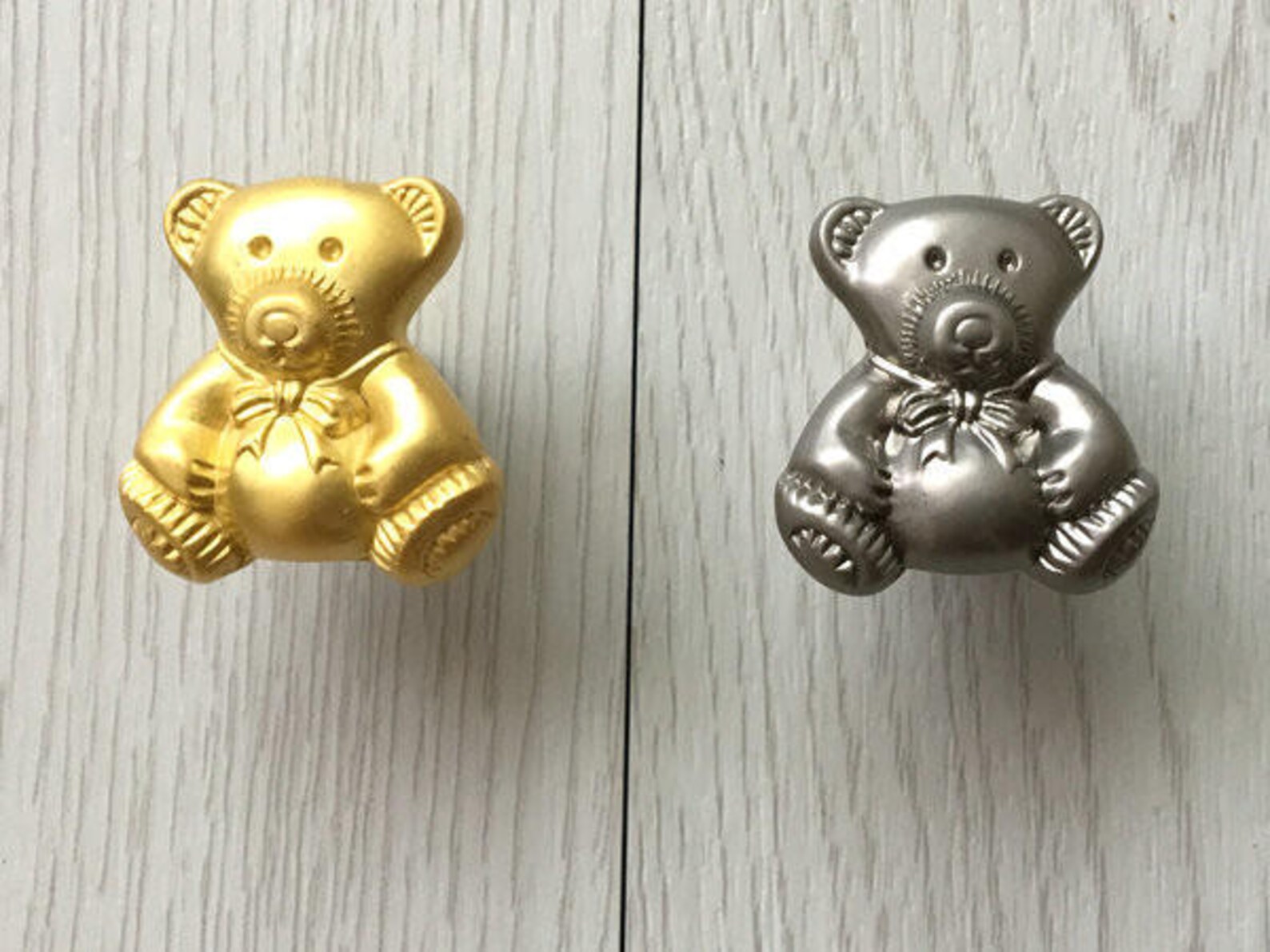 Small Bear Knob Childrens Drawer Knobs Pulls Gold Nickel Kids Etsy