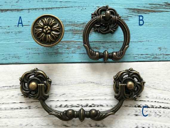 Brass Drop Bail Style Drawer Pull 10 available 6.5” on 5” centers