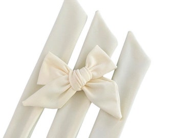 Set of 3 - Bow Strips - 3-4" Bows - Cream Swim Fabric - DIY Bows - Hand Tied Bow - Pre Tied Bow  - Tying Bow - Fabric Strips