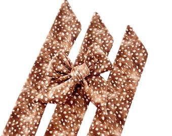 Set of 3 - Bow Strips - 3-4" Bows - Brown Fawn Double Brush Poly  - DIY Bows - Hand Tied Bow - Pre Tied Bow  - Tying Bow - Fabric Strips