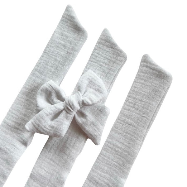 Set of 3 - Bow Strips - 3-4" Bows - White Double Gauze - DIY Bows - Hand Tied Bow - Pre Tied Bow  - Tying Bow - Fabric Strips