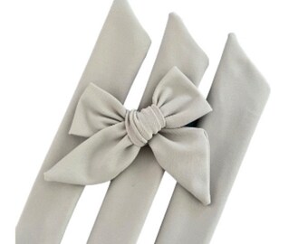 Set of 3 - Bow Strips - 3-4" Bows - Light Gray  Swim Fabric - DIY Bows - Hand Tied Bow - Pre Tied Bow  - Tying Bow - Fabric Strips