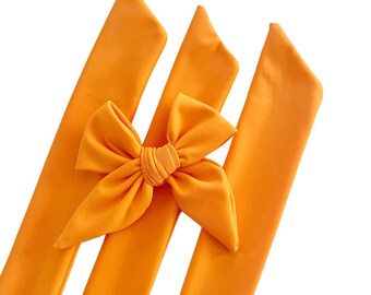 Set of 3 - Bow Strips - 3-4" Bows - Mango Swim Fabric - DIY Bows - Hand Tied Bow - Pre Tied Bow  - Tying Bow - Fabric Strips