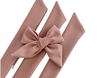 Set of 3 - Bow Strips - 3-4" Bows - Dusty Rose Swim Fabric - DIY Bows - Hand Tied Bow - Pre Tied Bow  - Tying Bow - Fabric Strips